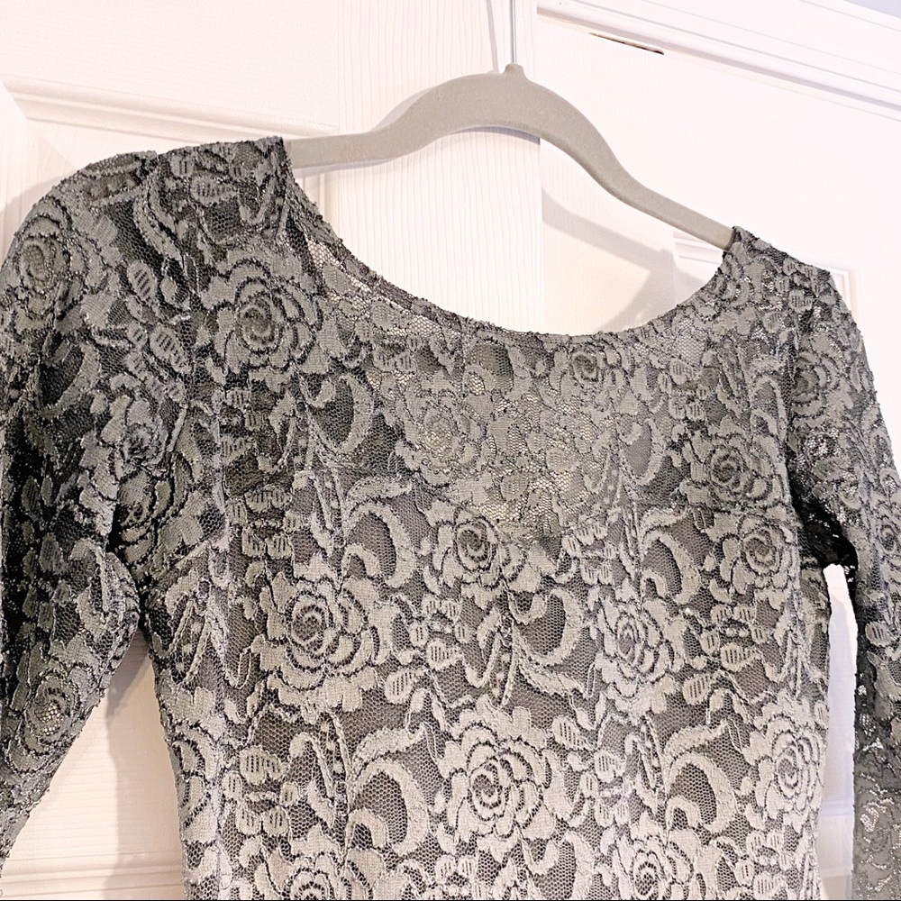 gray lace party dress